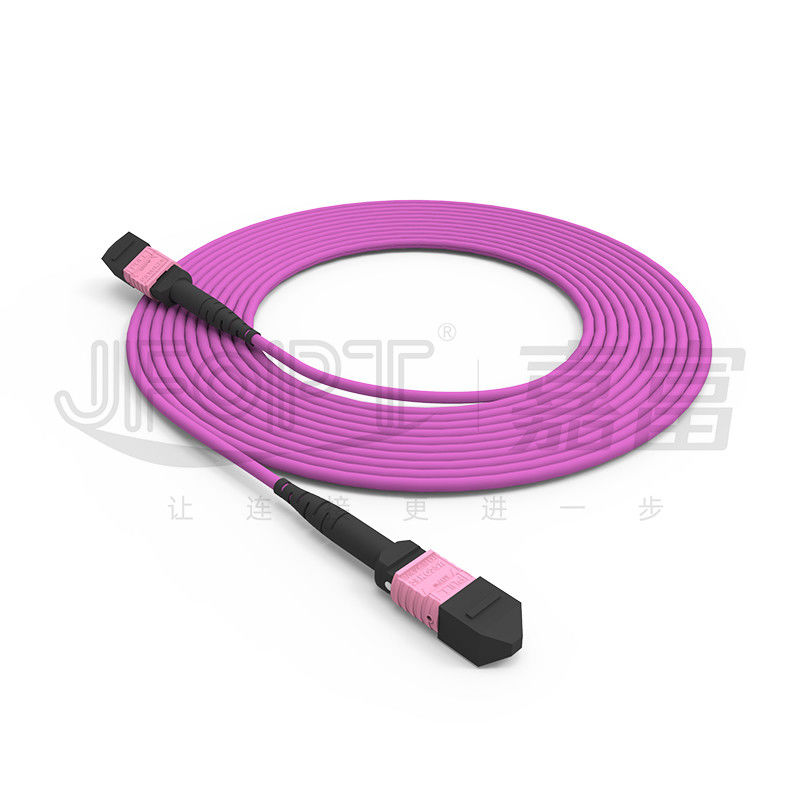 100G MTP Patch Cord 24 Noyaux Multimode OM4 50/125 LSZH 3.0-4.0mm Heather Violet Jumper