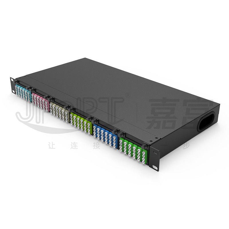 Tableau de connexion des fibres 1U standard noyaux de 19 pouces 144 avec des cassettes de 6PCS MPO-LC 24F MPO
