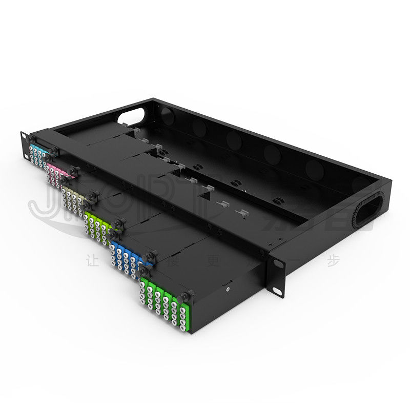 Tableau de connexion des fibres 1U standard noyaux de 19 pouces 144 avec des cassettes de 6PCS MPO-LC 24F MPO