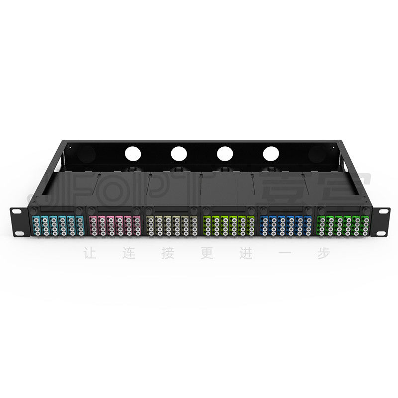 Tableau de connexion des fibres 1U standard noyaux de 19 pouces 144 avec des cassettes de 6PCS MPO-LC 24F MPO