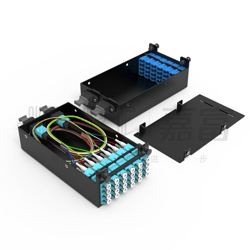 Tableau de connexion des fibres 1U standard noyaux de 19 pouces 144 avec des cassettes de 6PCS MPO-LC 24F MPO