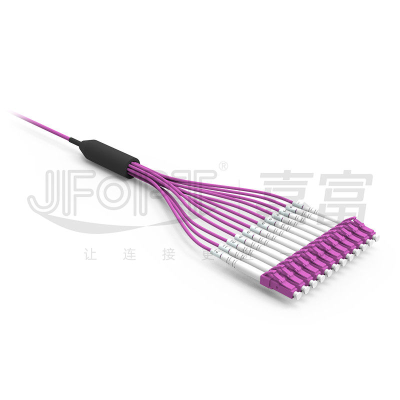 Le noyau de Mini Cable 12 a pré terminé le câble optique de fibre avec la branche à plusieurs modes de fonctionnement de la violette OM4 0.5m de connecteurs de LC UPC
