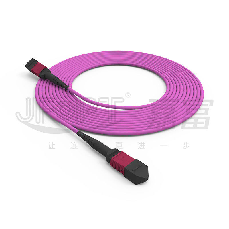 Le tronc simple de tube de MPO-MPO câblent 12 noyaux 2.0mm OM3 OM4 Violet Fiber Cable