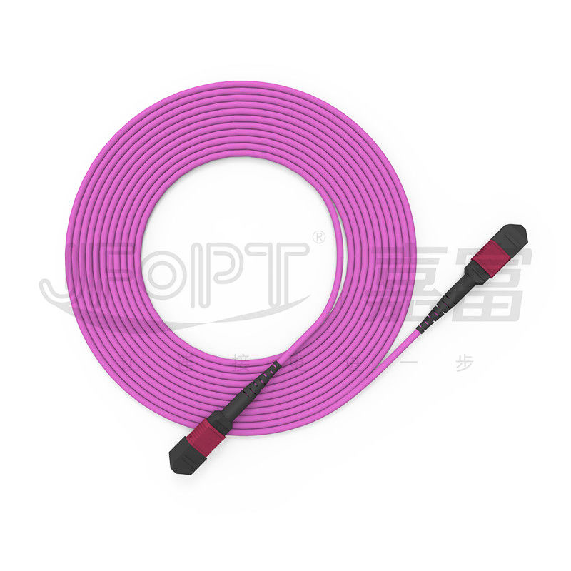 Le tronc simple de tube de MPO-MPO câblent 12 noyaux 2.0mm OM3 OM4 Violet Fiber Cable