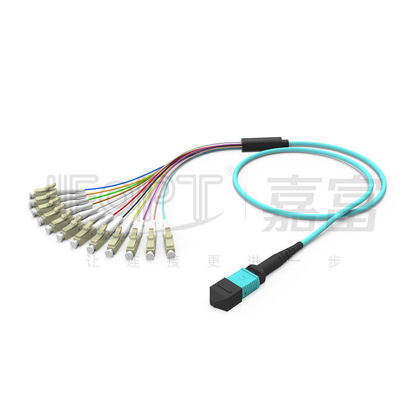 12 noyaux MPO à la branche multimode de la corde de correction d'évasion de LC OM1 OM2 OM3 OM4 OM5 0.9mm