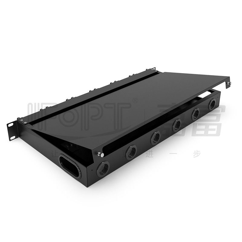 Cassettes MPO du panneau de brassage de fibre de bâti de support 6pcs avec 1pc 24 noyaux ou câble de MPO-LC de 2pcs 12 noyaux