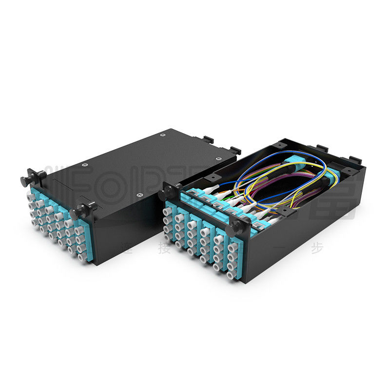 Cassettes MPO du panneau de brassage de fibre de bâti de support 6pcs avec 1pc 24 noyaux ou câble de MPO-LC de 2pcs 12 noyaux