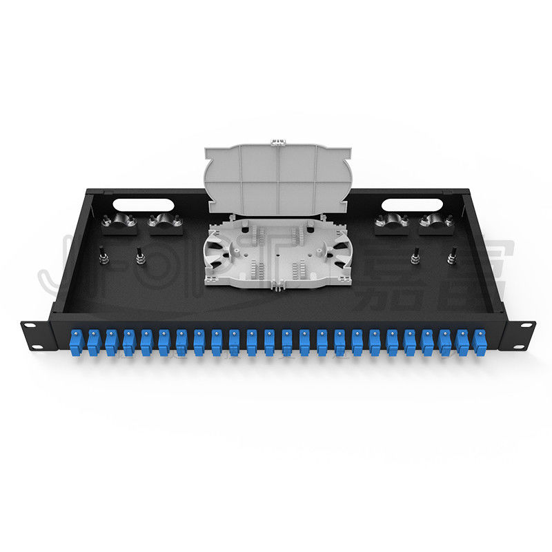 le tableau de connexions gauche de bâti de support du tableau de connexions de 1U ToolLess 24 LC duplexent 48 fibres