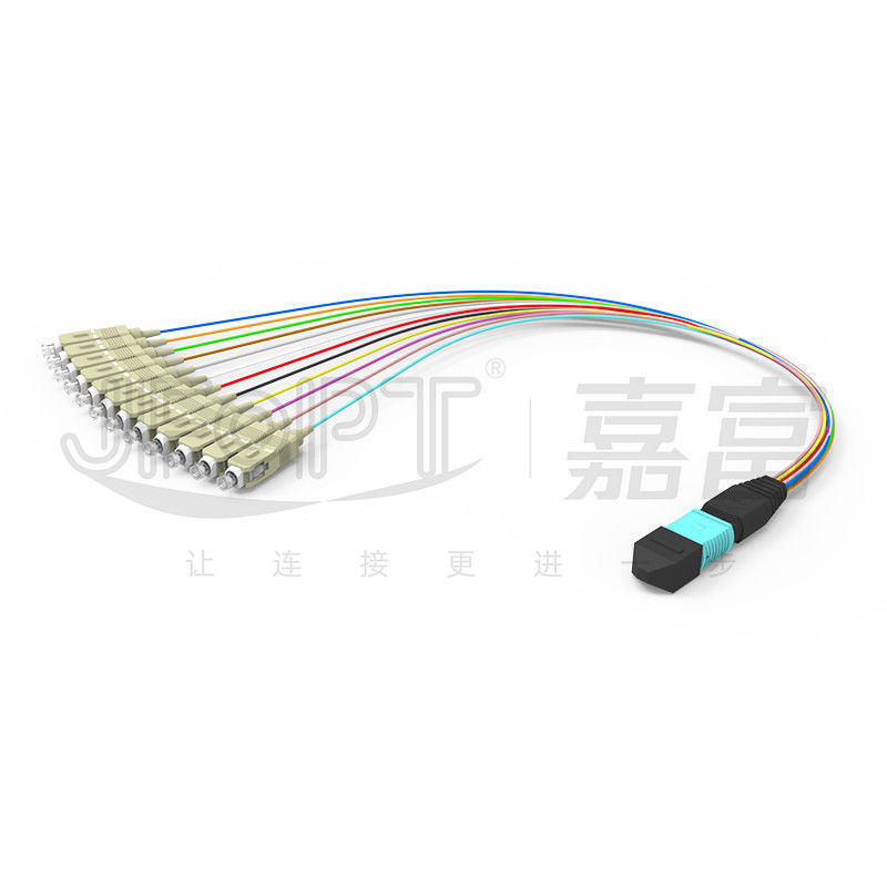câble à plusieurs modes de fonctionnement d'évasion de 0.3m OM3 MPO MPO/PC - basse corde de correction de branche de la perte 0.9mm de Sc/RPA