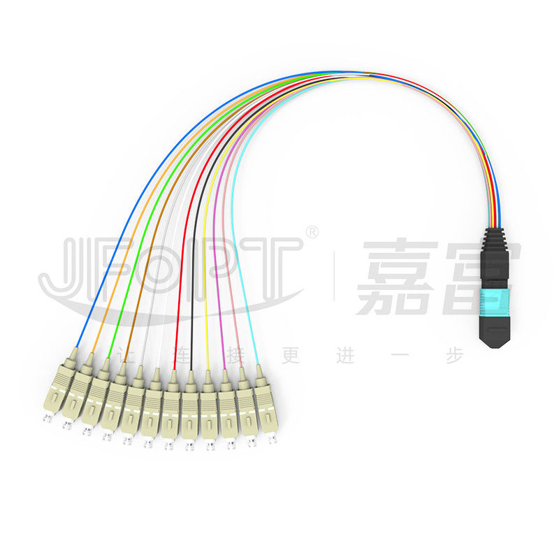 câble à plusieurs modes de fonctionnement d'évasion de 0.3m OM3 MPO MPO/PC - basse corde de correction de branche de la perte 0.9mm de Sc/RPA