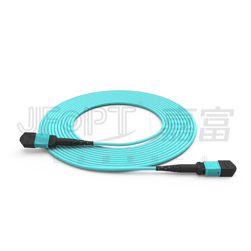 MPO-MPO câble de tronc Aqua Round Boot Cordon de patch en fibre optique pour les solutions de réseautage polyvalentes