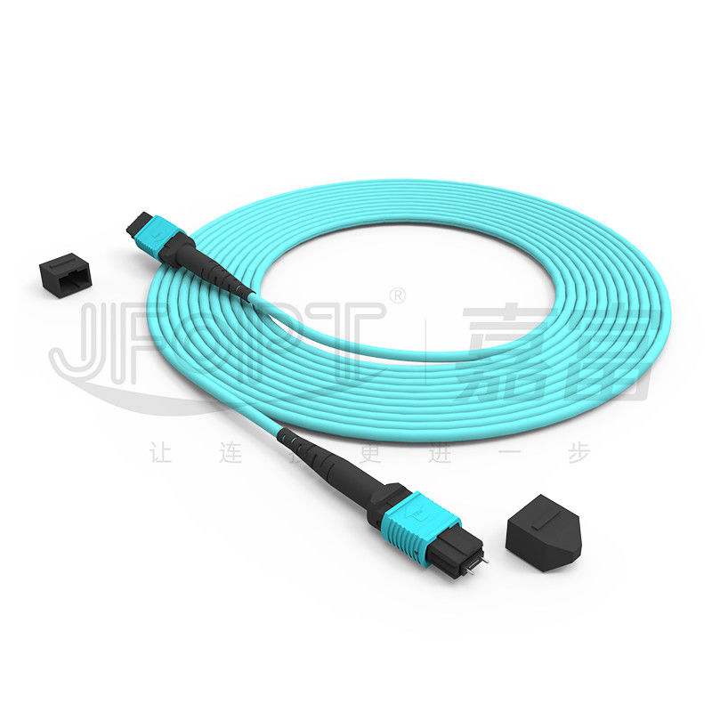 MPO-MPO câble de tronc Aqua Round Boot Cordon de patch en fibre optique pour les solutions de réseautage polyvalentes