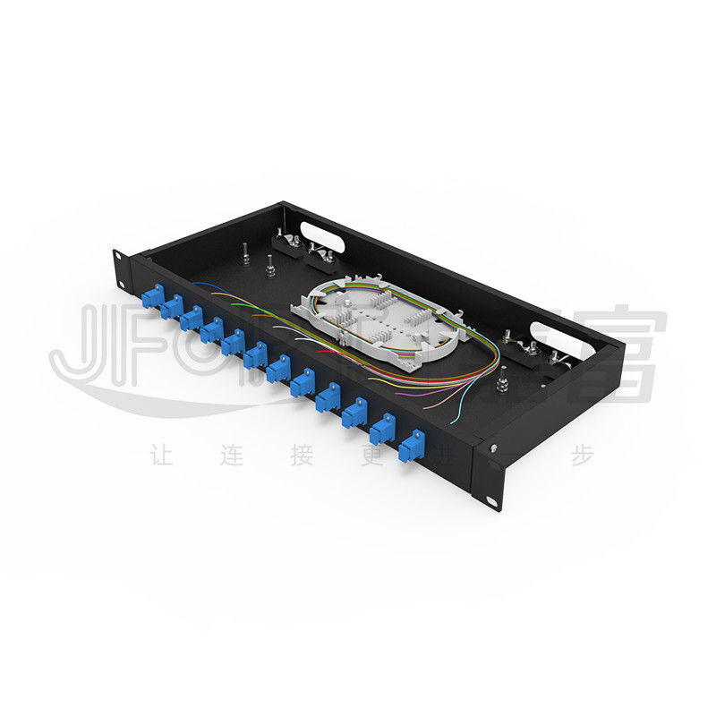 LC/SC/FC/ST Rack Mount Fiber Patch Panel 12/24core avec ouverture de bouton de porte de 19 pouces