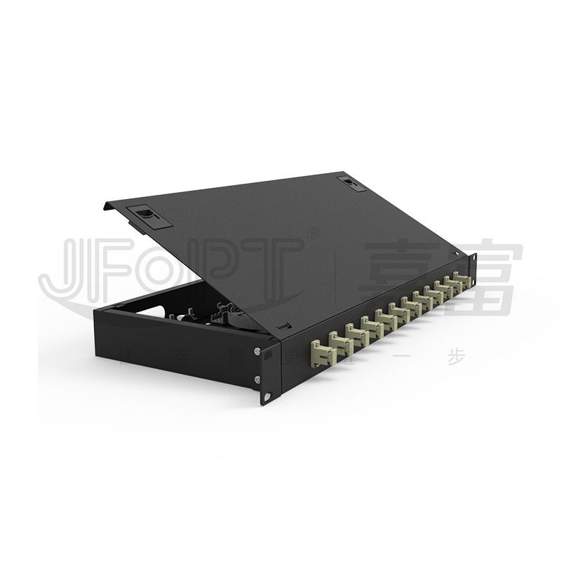 LC/SC/FC/ST Rack Mount Fiber Patch Panel 12/24core avec ouverture de bouton de porte de 19 pouces