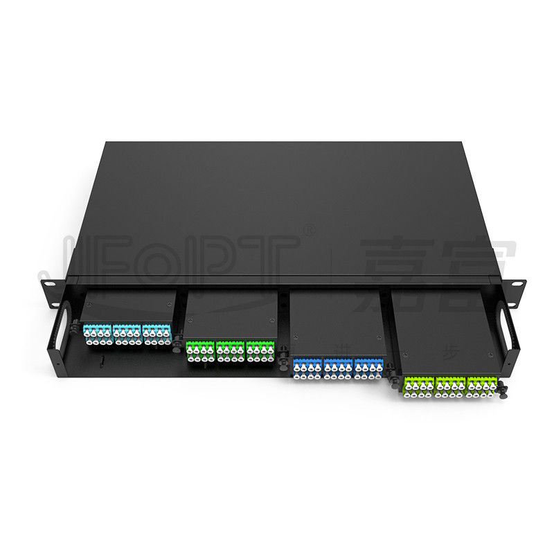 19 pouces 1U 96 noyau 4 pièces boîte de module MPO Panneau de patch ODF avec séquence de fil standard par défaut