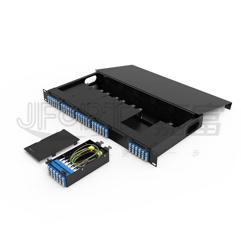 1U MPO-LC G657A1 144 Noyaux Densité Boîte de jonction haute densité avec adaptateur LC châssis en acier laminé à froid