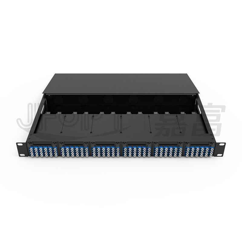1U MPO-LC G657A1 144 Noyaux Densité Boîte de jonction haute densité avec adaptateur LC châssis en acier laminé à froid