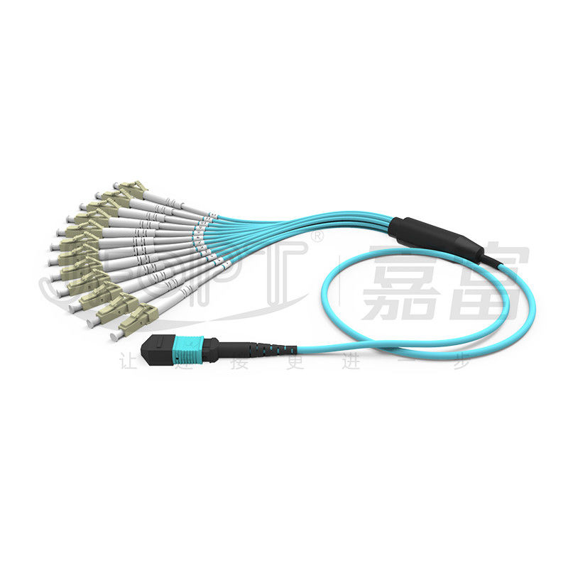 MPO patch cord OM3 OM4 MPO-LC câble de rupture 1 3 5 10 mètres LSZH/PVC veste 850/1300nm Aqua