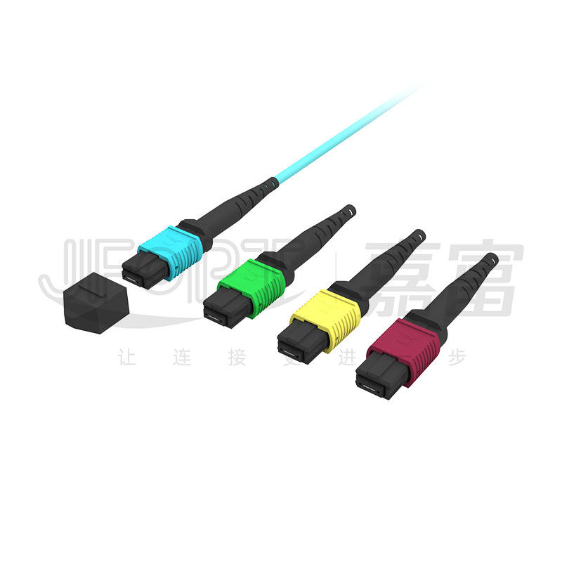 MPO patch cord OM3 OM4 MPO-LC câble de rupture 1 3 5 10 mètres LSZH/PVC veste 850/1300nm Aqua